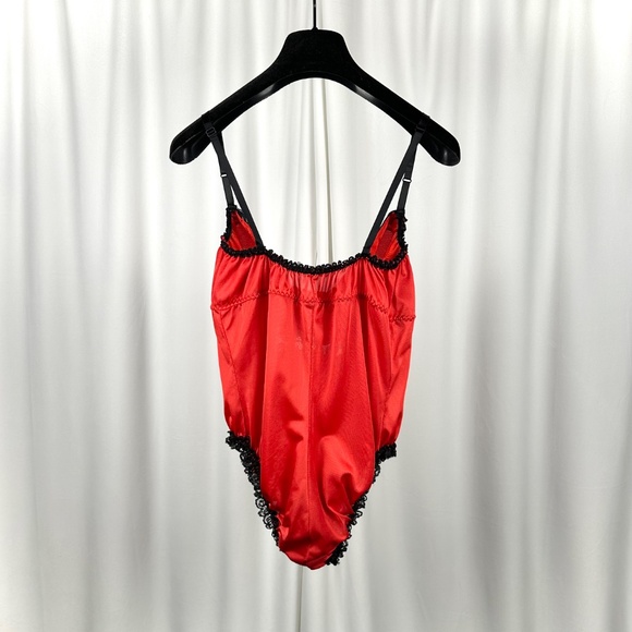 Vintage Elizabeth Gordon Red Nylon Lace Teddy Made in Canada - Picture 9 of 16